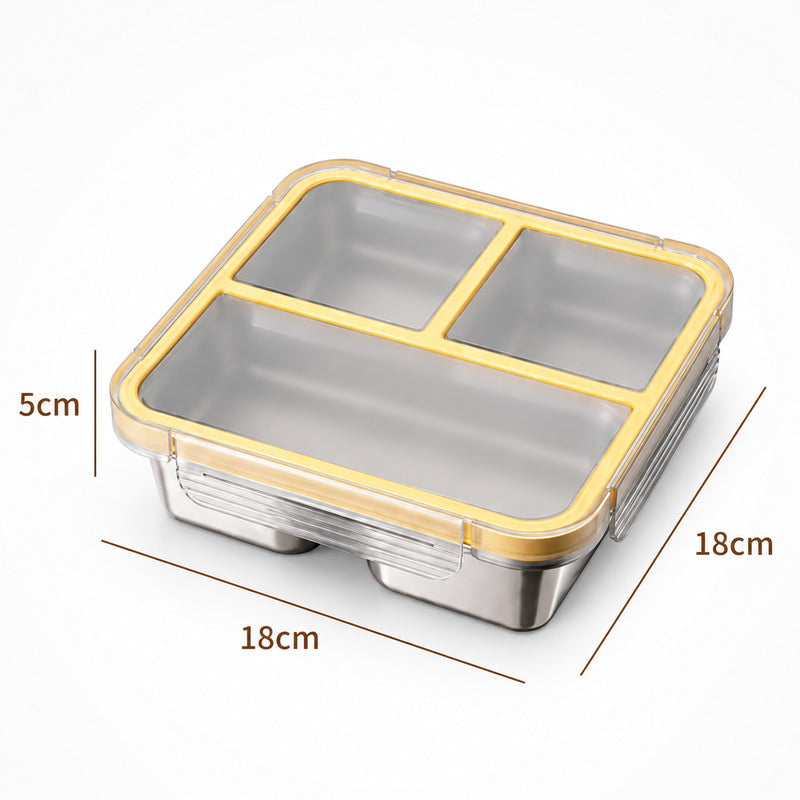 304 Stainless Steel Fresh-Keeping Box, Compartmentalized Lunch Box, Odor-Proof Sealed Box, Bento Box, Snack Box, Four-Compartment Weight Loss Meal Box