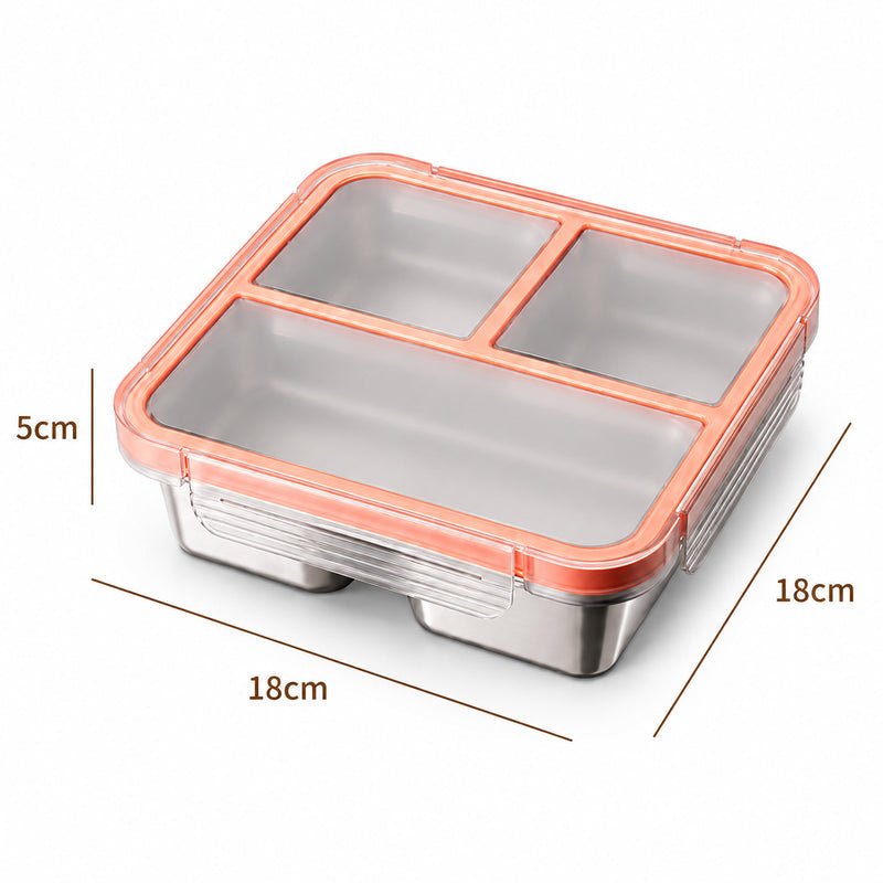 304 Stainless Steel Fresh-Keeping Box, Compartmentalized Lunch Box, Odor-Proof Sealed Box, Bento Box, Snack Box, Four-Compartment Weight Loss Meal Box