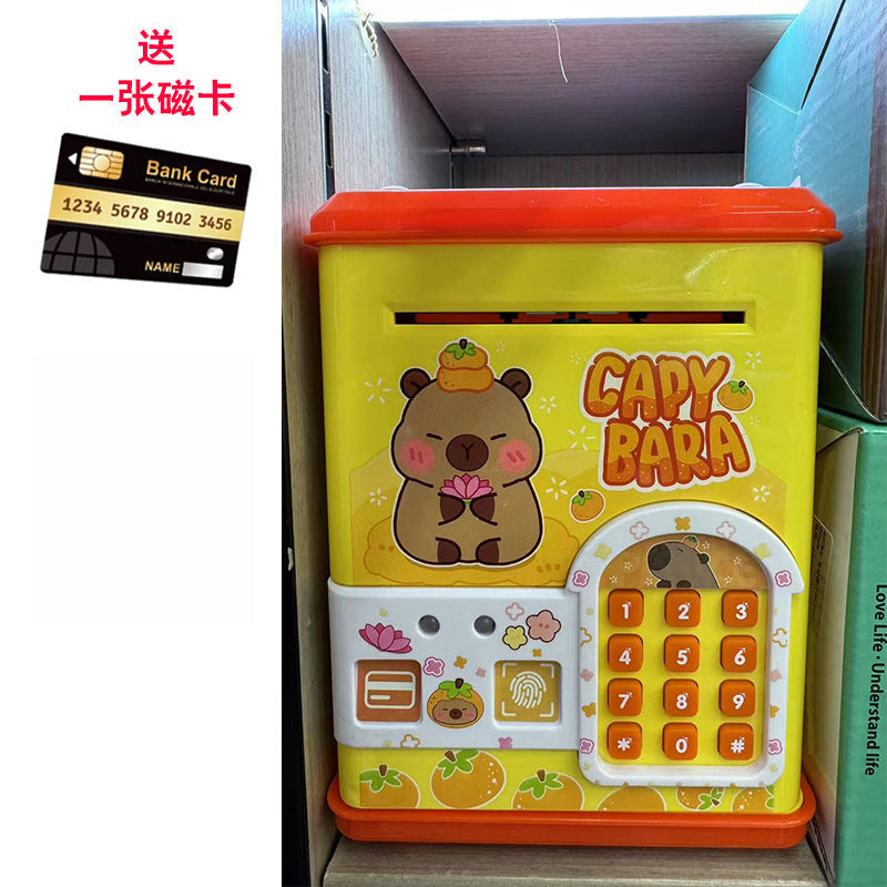 Children's password piggy bank can enter and exit fingerprint password box swipe card large capacity piggy bank toy early education cross-border