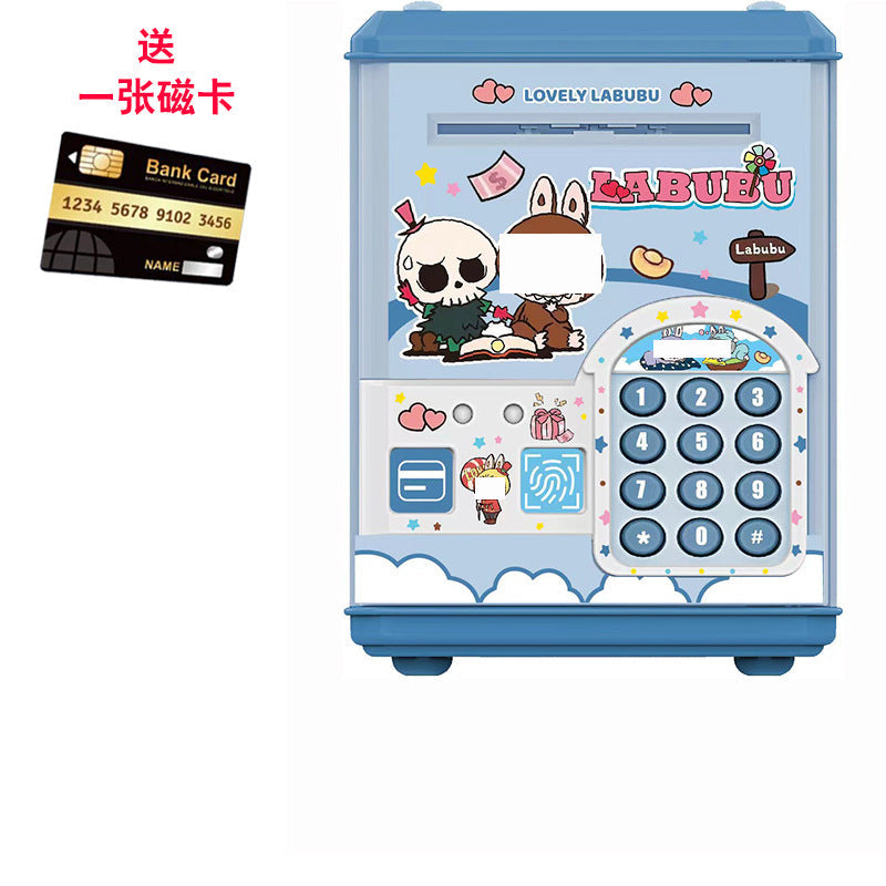 Children's password piggy bank can enter and exit fingerprint password box swipe card large capacity piggy bank toy early education cross-border