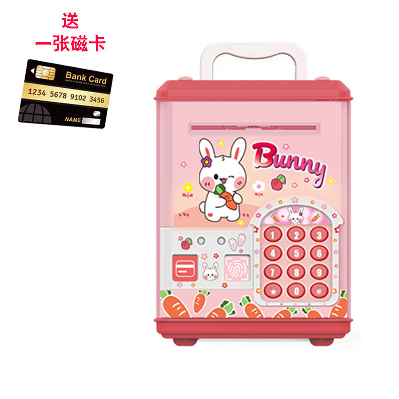 Children's password piggy bank can enter and exit fingerprint password box swipe card large capacity piggy bank toy early education cross-border