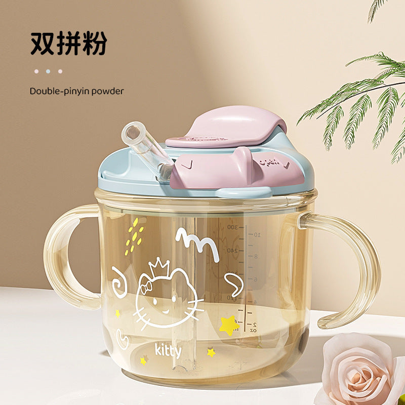 Direct Sale from the Manufacturer: Children's Milk Cup, Household Soy Milk Cup, Drinking Straw, Milk Cup with Scale, Pp Material, Three-In-One Use