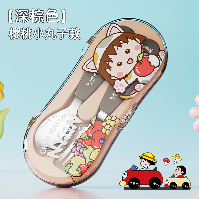 304 Stainless Steel Genuine Chibi Maruko-Chan Instant Noodle Bowl Student Dormitory Cartoon Large Round Instant Noodle Cup with Lid