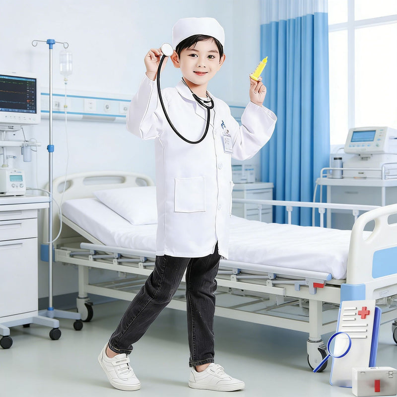 Kids Doctor Playset Pretend Doctor Nurse Outfit for Girls with Stethoscope and Medical Kit
