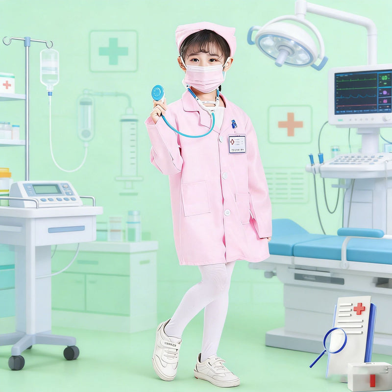 Kids Doctor Playset Pretend Doctor Nurse Outfit for Girls with Stethoscope and Medical Kit
