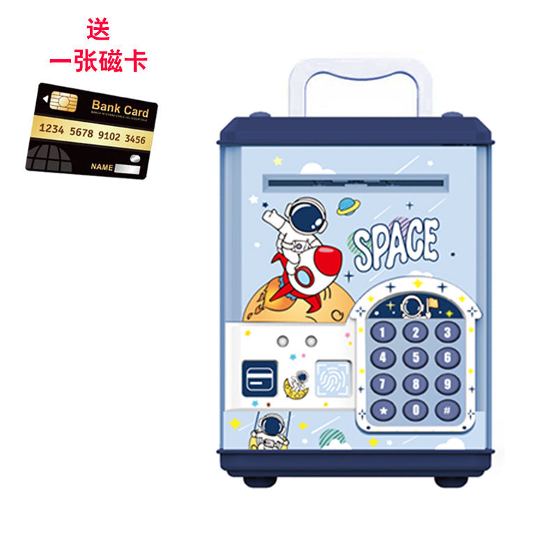 Children's password piggy bank can enter and exit fingerprint password box swipe card large capacity piggy bank toy early education cross-border