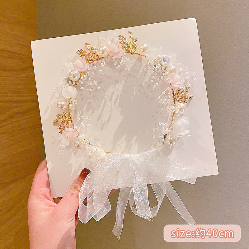 Children's New Year's Day Crown Headwear Girls' Headband New Year Princess Crown Hair Accessories Flower Children's Hairband Girls' Hairpin Hairpin Flower