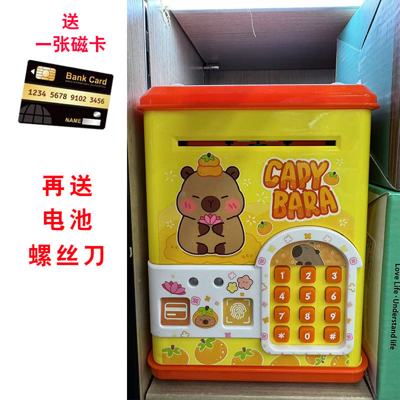 Children's password piggy bank can enter and exit fingerprint password box swipe card large capacity piggy bank toy early education cross-border