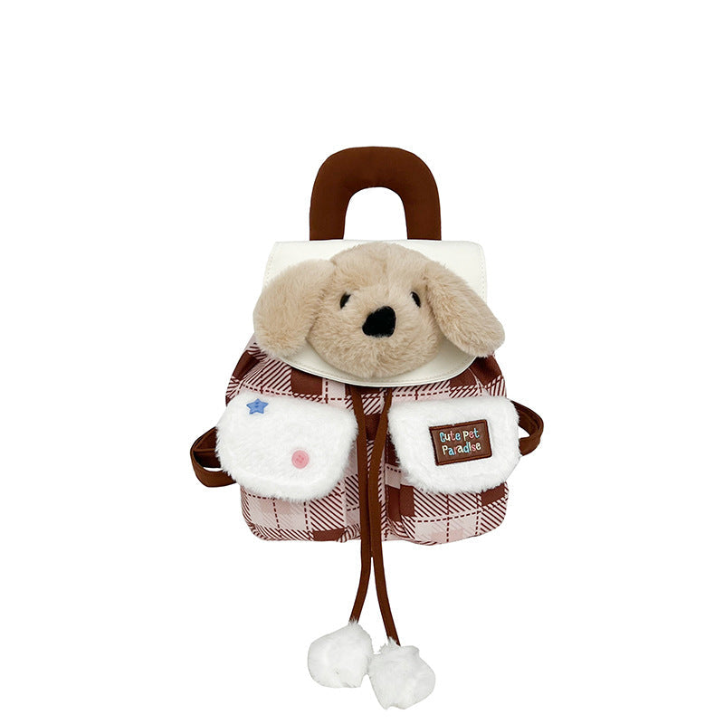 Japanese-Style Ins Cartoon Plush Puppy Backpack, Fashionable New Cute Bag, Girly Travel Toy Bag