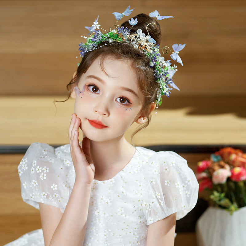 Children's New Year's Day Crown Headwear Girls' Headband New Year Princess Crown Hair Accessories Flower Children's Hairband Girls' Hairpin Hairpin Flower