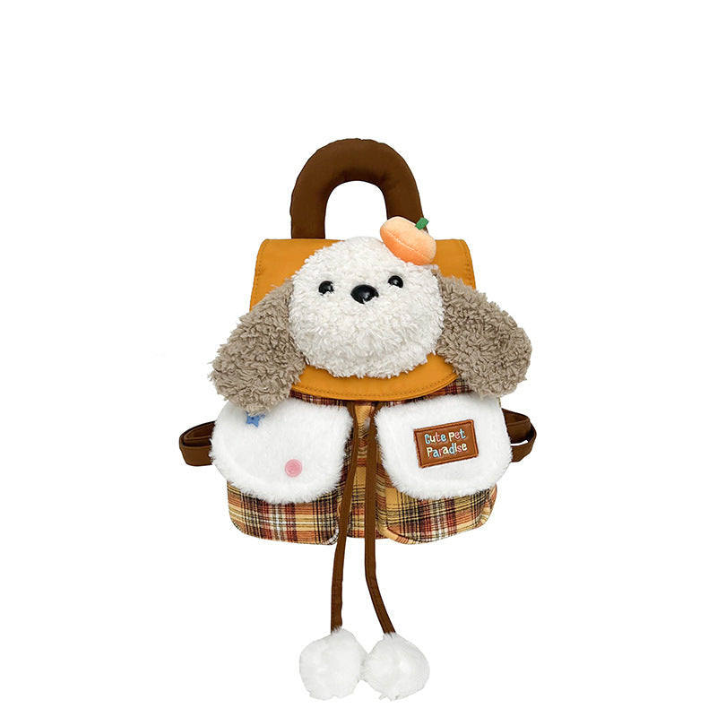 Japanese-Style Ins Cartoon Plush Puppy Backpack, Fashionable New Cute Bag, Girly Travel Toy Bag
