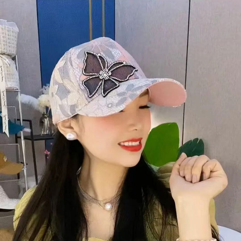 New Small Floral Splicing Lace Breathable Large Brim Mesh Cap Summer Casual Popular Peaked Cap Sunshade Baseball Cap
