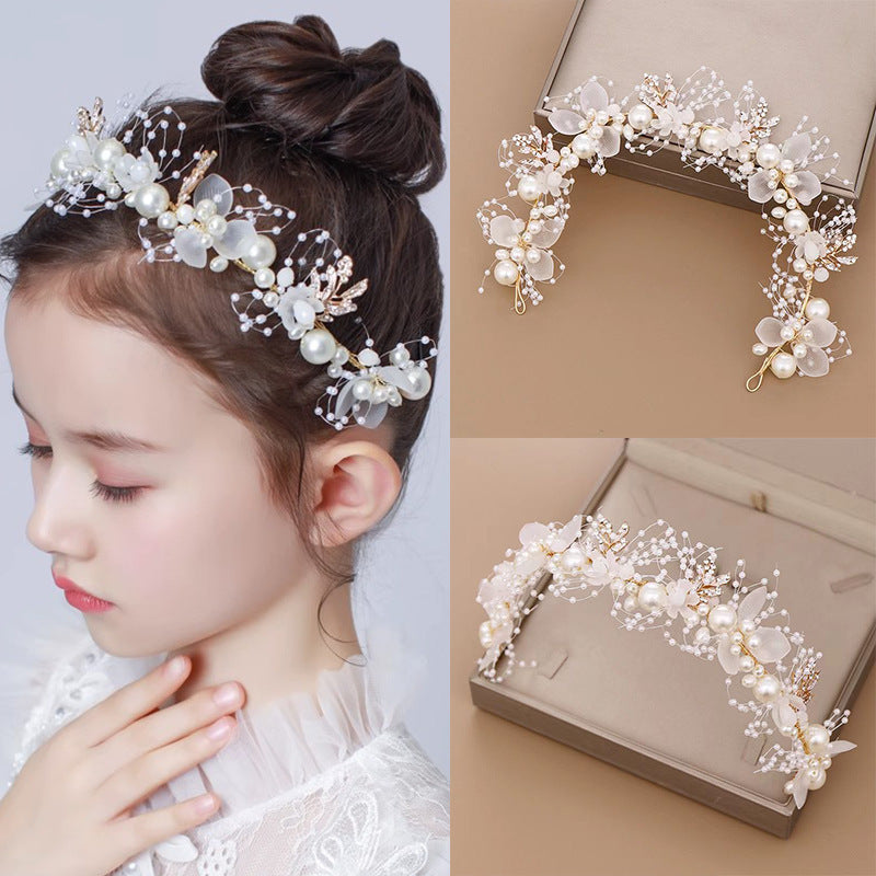 Children's New Year's Day Crown Headwear Girls' Headband New Year Princess Crown Hair Accessories Flower Children's Hairband Girls' Hairpin Hairpin Flower