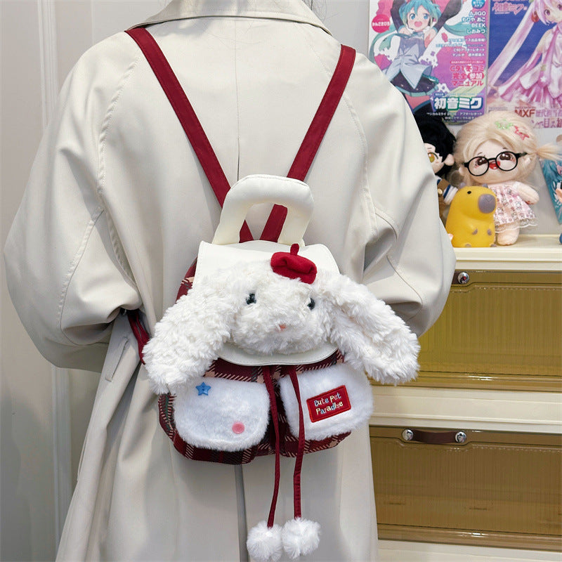 Japanese-Style Ins Cartoon Plush Puppy Backpack, Fashionable New Cute Bag, Girly Travel Toy Bag