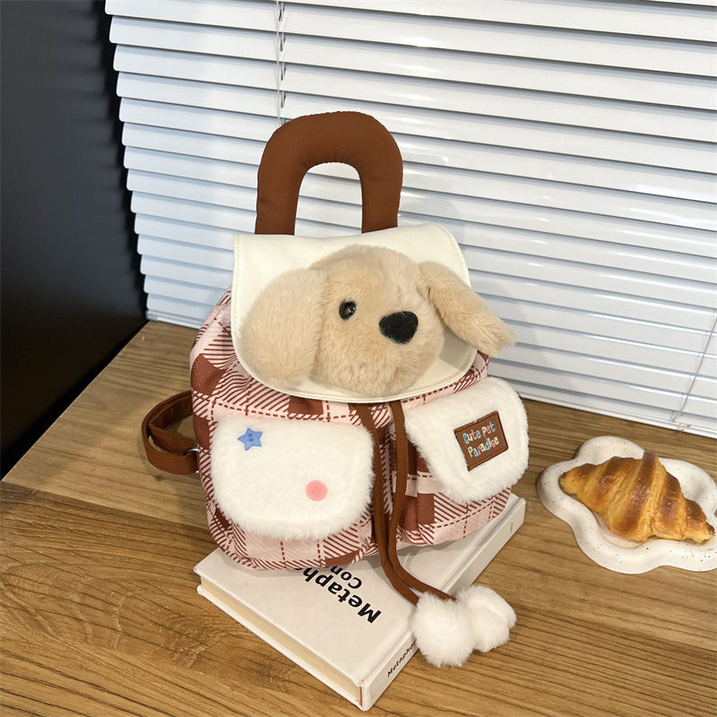 Japanese-Style Ins Cartoon Plush Puppy Backpack, Fashionable New Cute Bag, Girly Travel Toy Bag