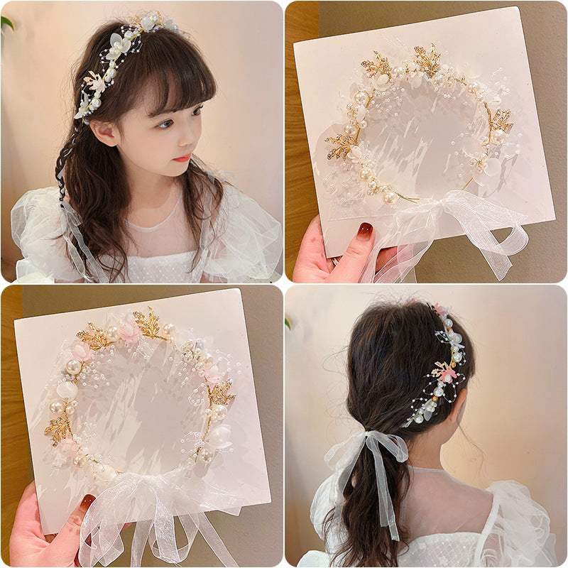 Children's New Year's Day Crown Headwear Girls' Headband New Year Princess Crown Hair Accessories Flower Children's Hairband Girls' Hairpin Hairpin Flower