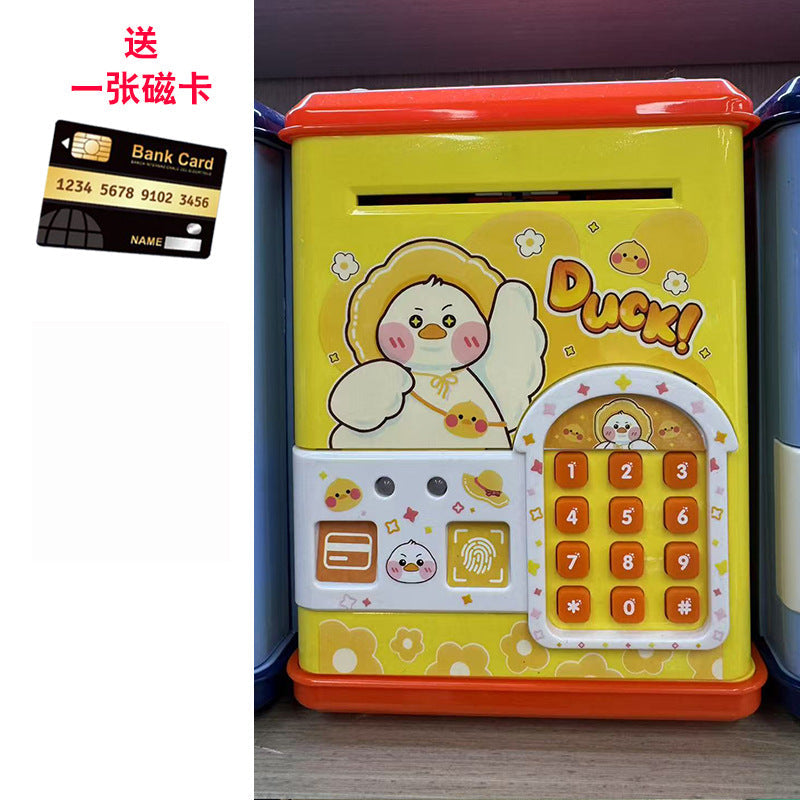 Children's password piggy bank can enter and exit fingerprint password box swipe card large capacity piggy bank toy early education cross-border