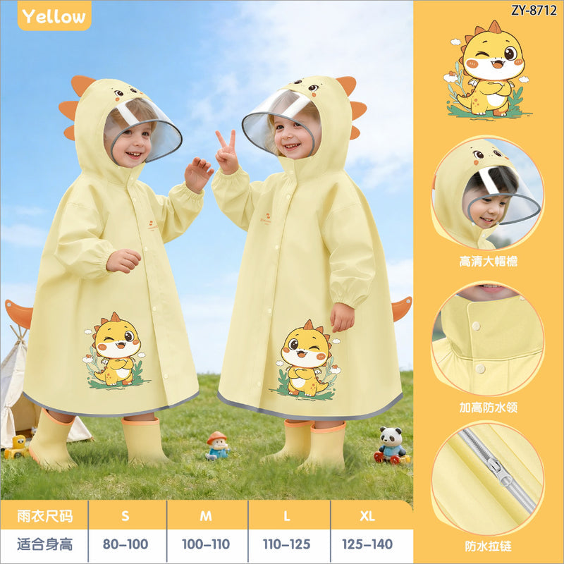 Zhengyu Raincoat for Children, One-Piece, Suitable for 6-12-Year-Old Primary School Students, Eva Full-Body Rain Poncho for Heavy Rain