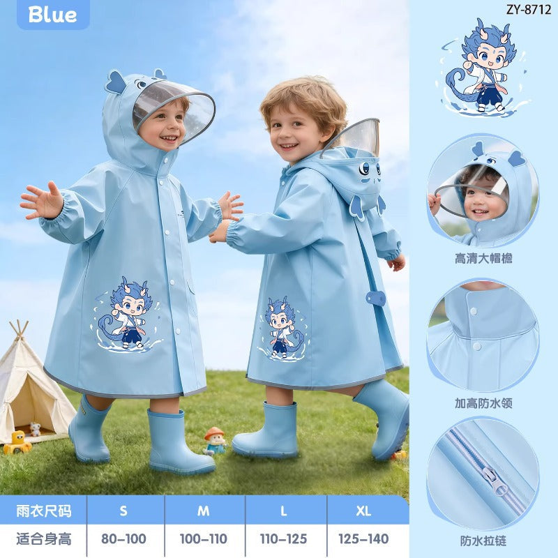 Zhengyu Raincoat for Children, One-Piece, Suitable for 6-12-Year-Old Primary School Students, Eva Full-Body Rain Poncho for Heavy Rain