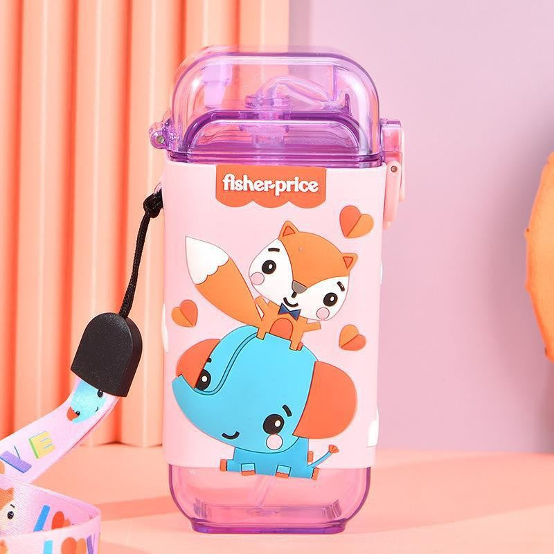 Fisher-Price Kidsren's Water Cup Baby Sippy Cup Summer Cup Rope Learning Drinking Cup Male and Female Students Sports Outdoor Water Kettle