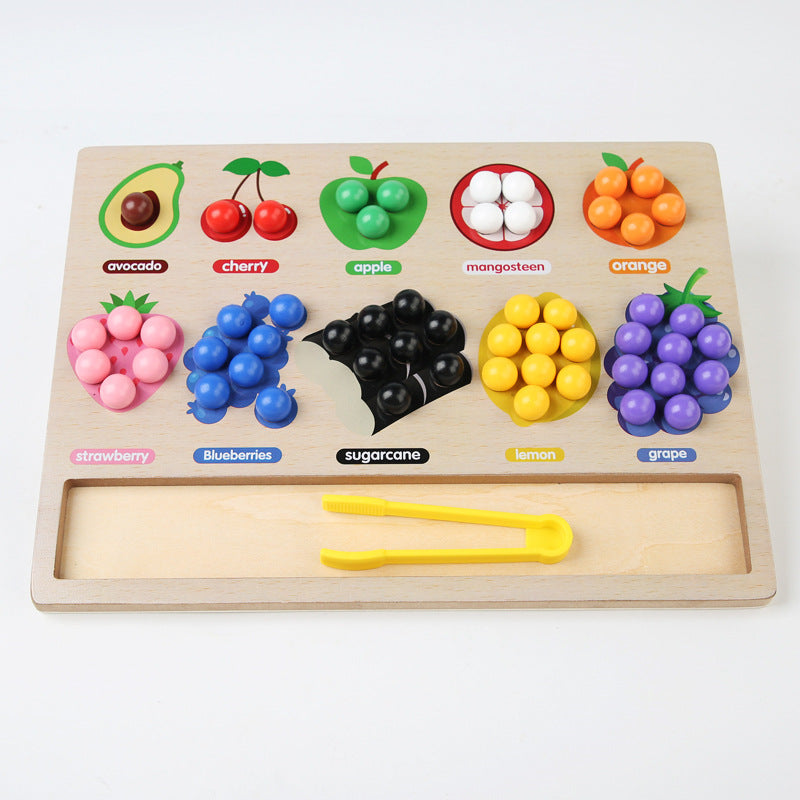 Montessori Wooden Fun Fruit Classification Matching Clip Jewelry Color Recognition Fine Hand Movement Educational Toy