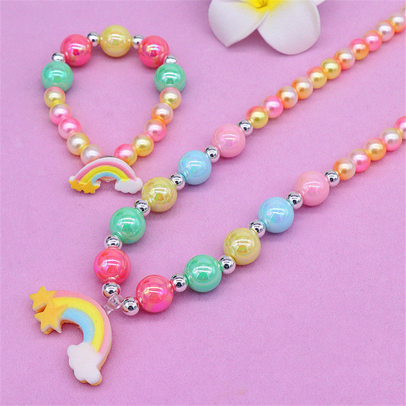 Children's necklace cute cartoon unicorn children's jewelry suit little girl necklace bracelet jewelry baby accessories
