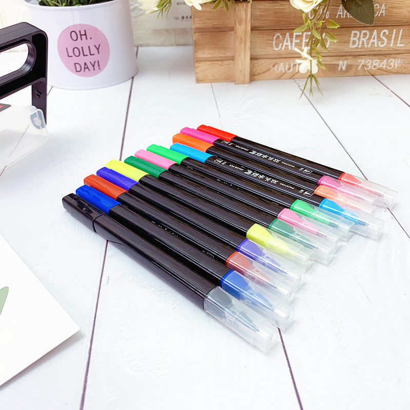 Children's watercolor pen suit double-headed painting color filling graffiti color pen 12/18/24/36 washable painting brush