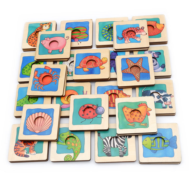 24 pairs of animal fur skin matching toys Montessori early childhood children parent-child interactive desktop teaching aids pattern matching