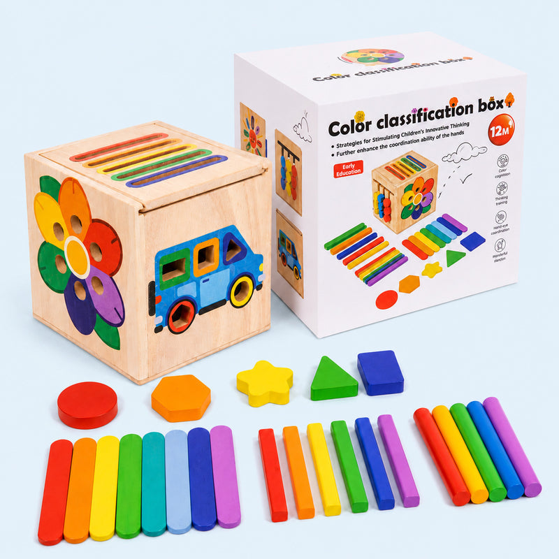 Kindergarten Enlightenment Teaching Aids Shape Matching Cognitive Classification Box Wooden Early Education 0-3 Years Old Baby Children's Toys