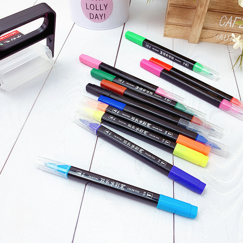 Children's watercolor pen suit double-headed painting color filling graffiti color pen 12/18/24/36 washable painting brush