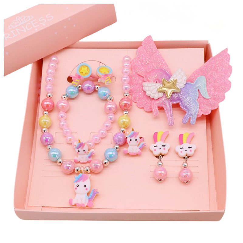 Children's necklace cute cartoon unicorn children's jewelry suit little girl necklace bracelet jewelry baby accessories