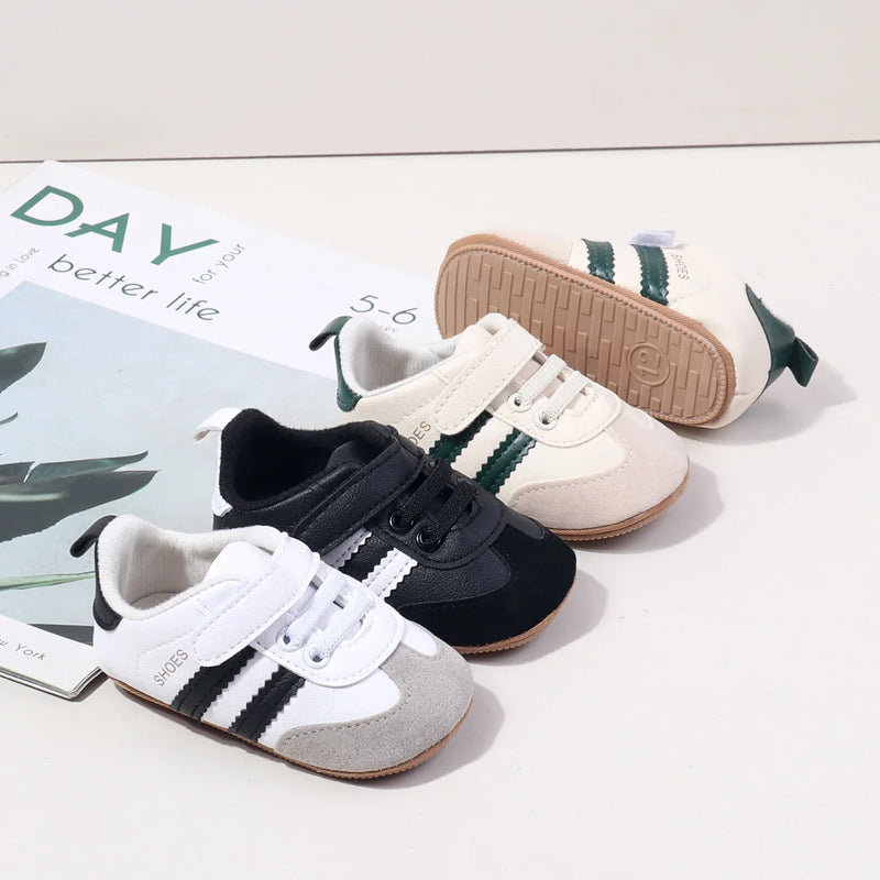 2025 New Style Baby Boys And Girls First Walkers Shoes Classic Striped Anti Slip Sole Soft for Toddlers