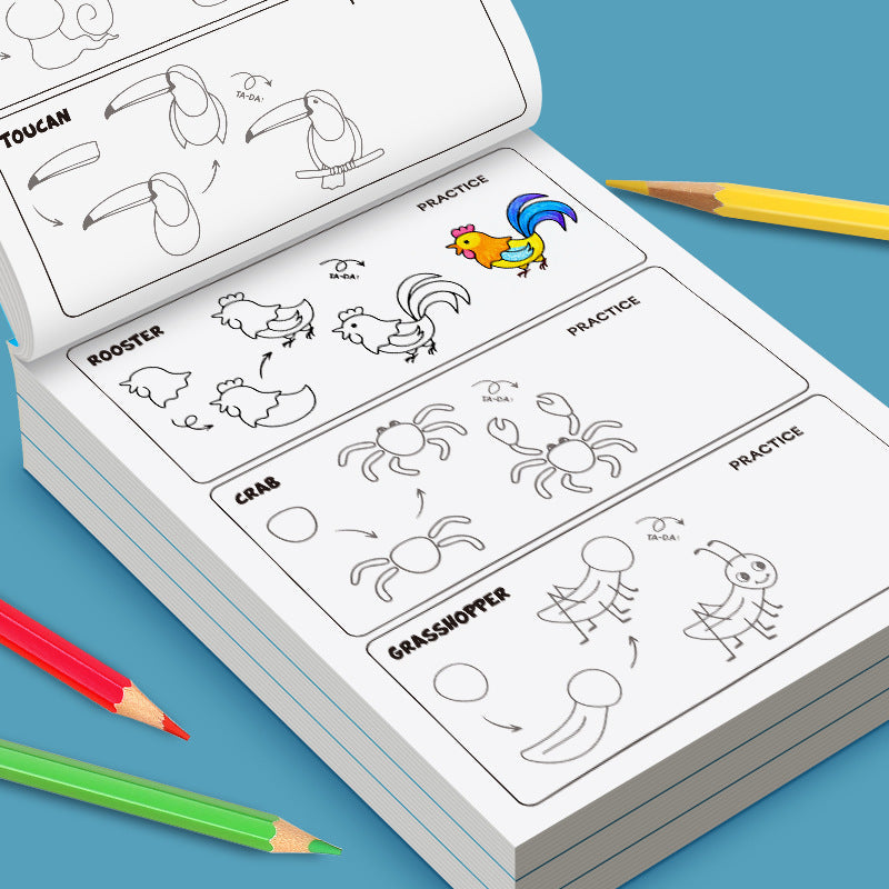 Cross-Border Popular Children's Step-By-Step Drawing Book, Coloring Book, Pattern Breakdown Drawing Book, Teaching You How to Draw, Book Toy