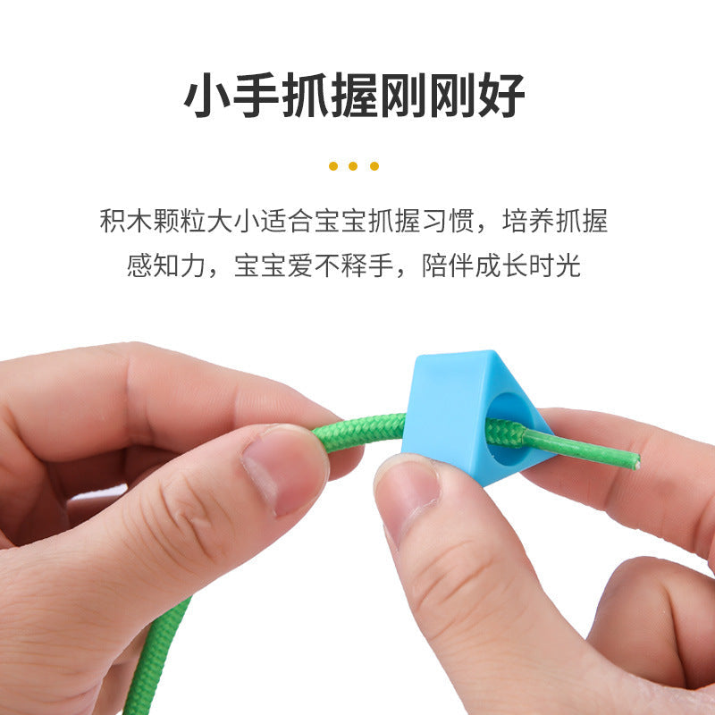 Cross-Border Export Kindergarten Montessori Early Education 2-3 Years Old Geometric Shape Matching Puzzle Educational Toys Building Blocks Beads