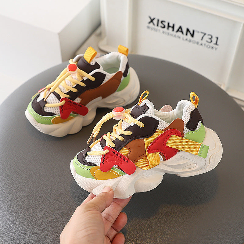 Boys' Sports Shoes, Spring and Autumn New Models, Baby Toddler Shoes, Children's Breathable Double Mesh Shoes, Girls' Non-Slip Soft-Soled Casual Shoes