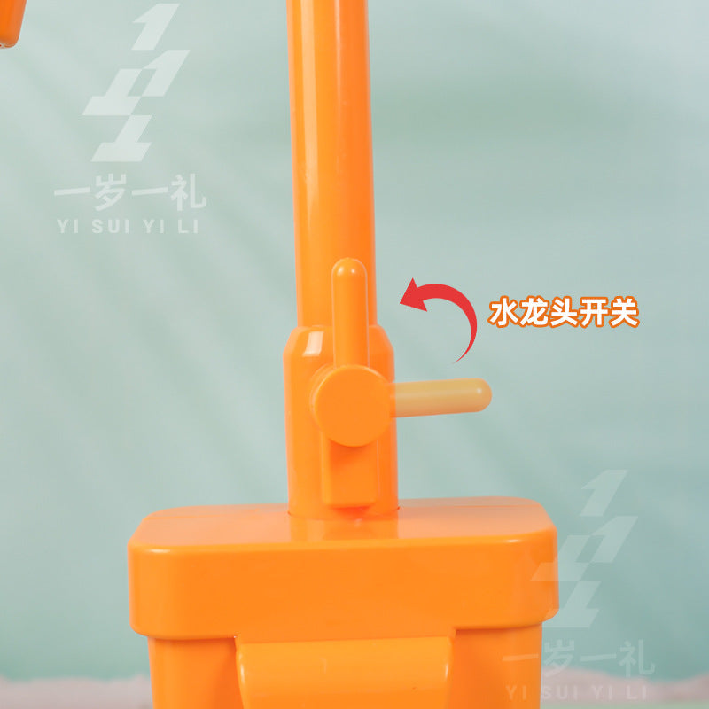 Electric Faucet Toy Circulating Water Play House Artificial Kitchen Sink Wooden Play Table Sink Matching