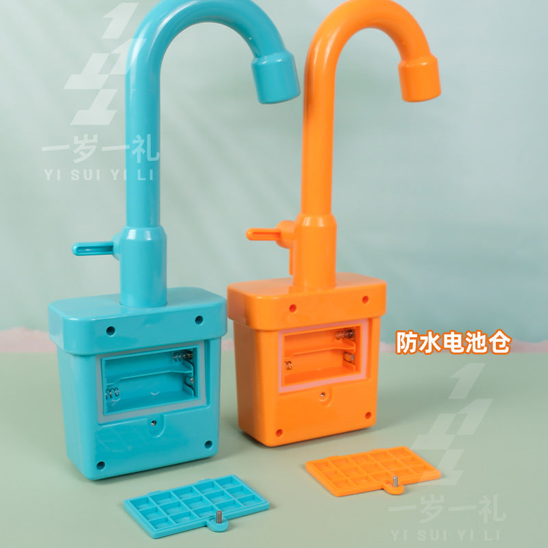 Electric Faucet Toy Circulating Water Play House Artificial Kitchen Sink Wooden Play Table Sink Matching