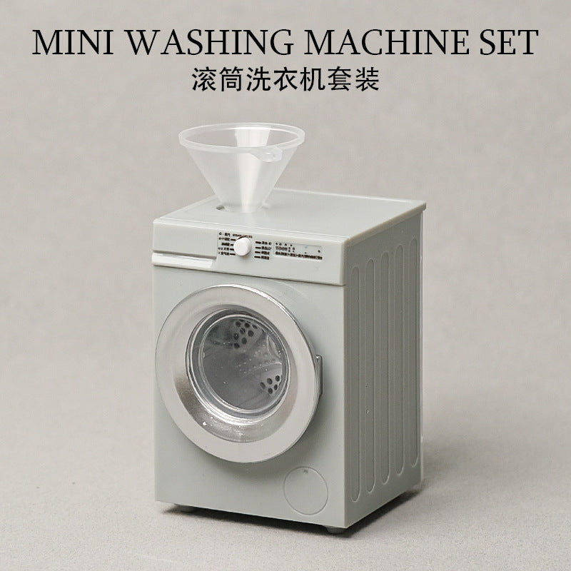 1:12 Toy Miniature Washing Machine Home Appliance Model Dollhouse Prop Rechargeable Version That Can Rotate and Wash