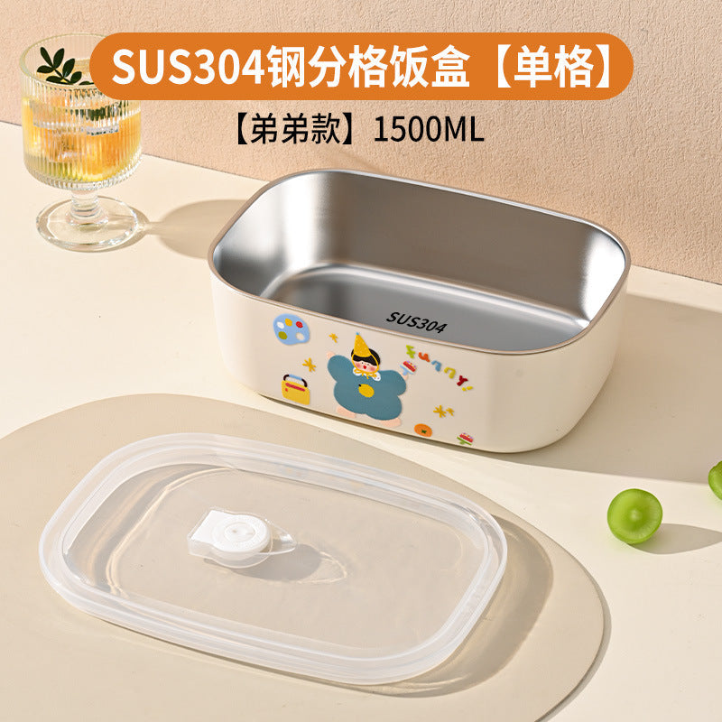 304 Stainless Steel Lunch Box for Students, High-Looking Cartoon Lunch Box for Office Workers, Microwaveable Compartmented Japanese Lunch Box
