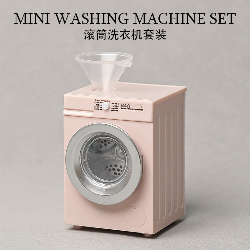 1:12 Toy Miniature Washing Machine Home Appliance Model Dollhouse Prop Rechargeable Version That Can Rotate and Wash