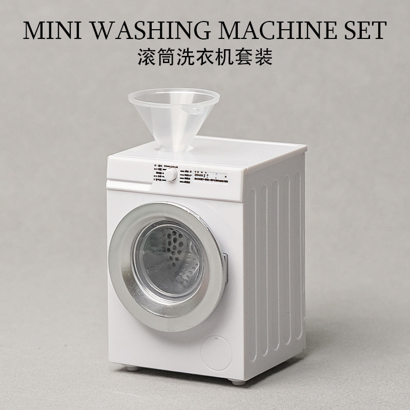 1:12 Toy Miniature Washing Machine Home Appliance Model Dollhouse Prop Rechargeable Version That Can Rotate and Wash