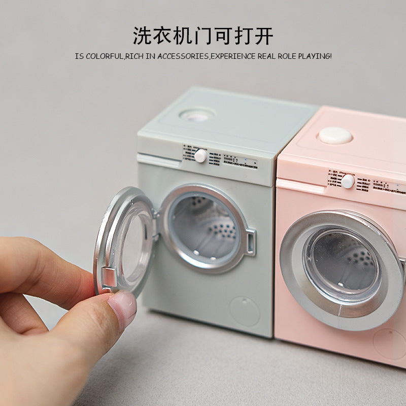 1:12 Toy Miniature Washing Machine Home Appliance Model Dollhouse Prop Rechargeable Version That Can Rotate and Wash