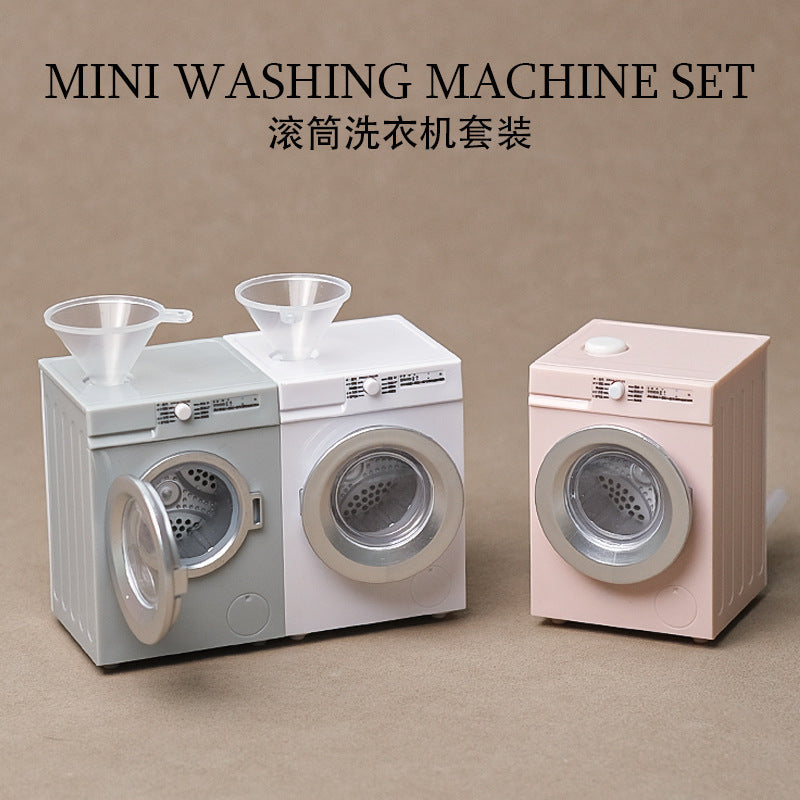 1:12 Toy Miniature Washing Machine Home Appliance Model Dollhouse Prop Rechargeable Version That Can Rotate and Wash