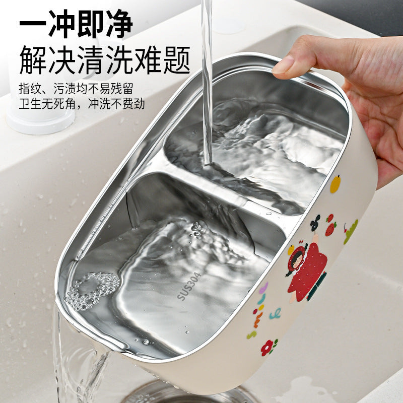 304 Stainless Steel Lunch Box for Students, High-Looking Cartoon Lunch Box for Office Workers, Microwaveable Compartmented Japanese Lunch Box