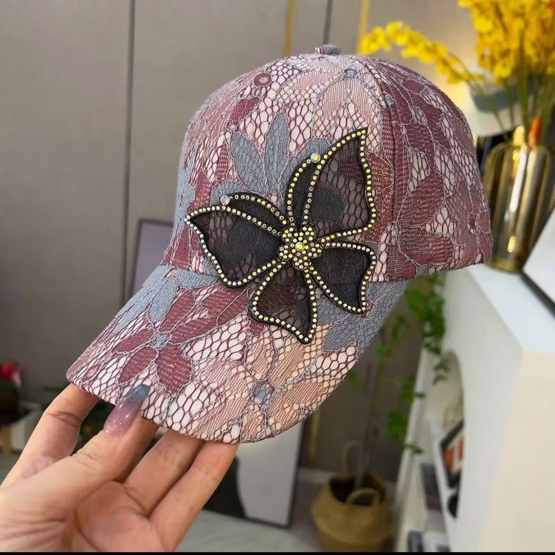 New Small Floral Splicing Lace Breathable Large Brim Mesh Cap Summer Casual Popular Peaked Cap Sunshade Baseball Cap