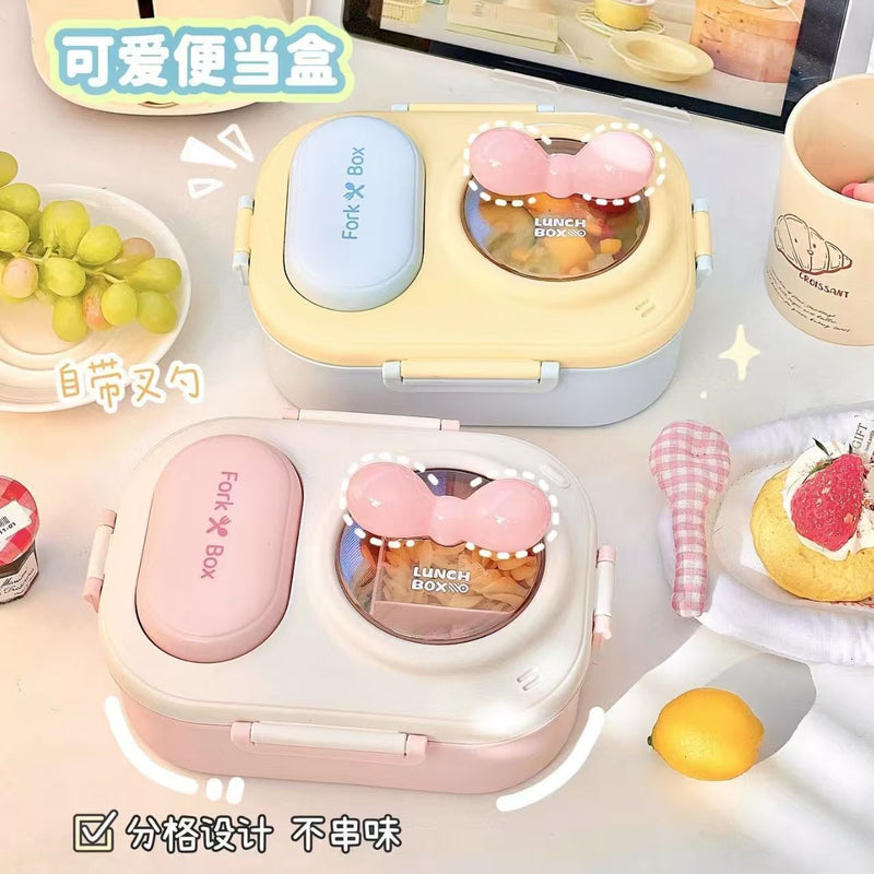 Cute Lunch Box for Office Workers, Lunch Box for Students, Compartmentalized Lunch Box, Microwaveable Lunch Box with Cutlery