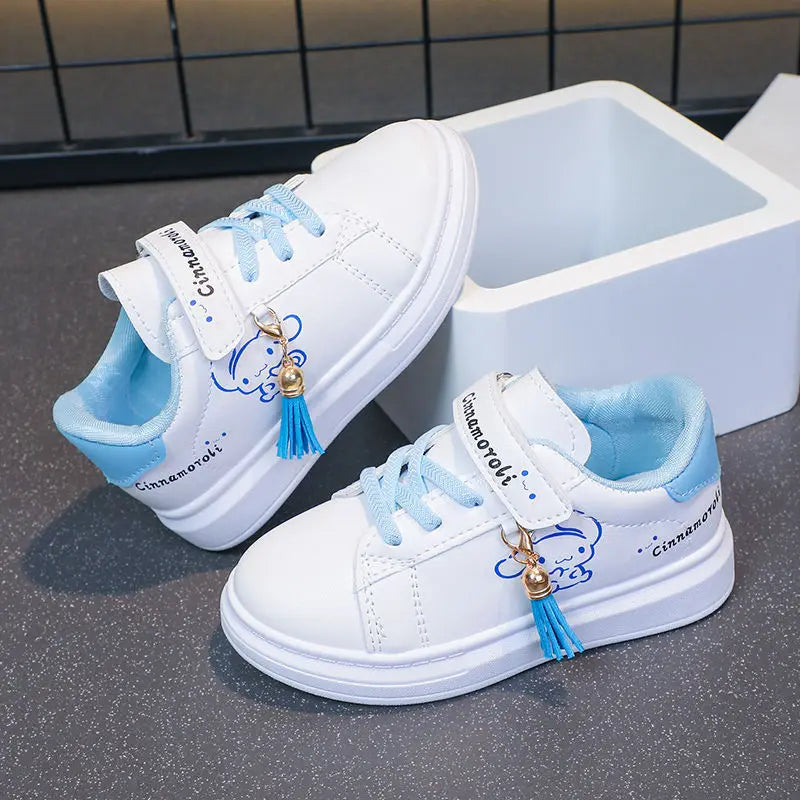 Sanrio Girls's Fashion Cute Cartoon Cinnamoroli Casual Sports Shoes Kid's Lovely Tassels Anti-skid Sneakers Children Board Shoes