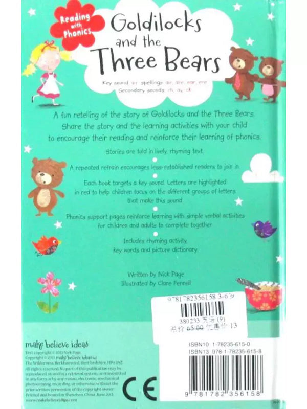 English Original Book: Phonics Storybook Series – Goldilocks (Parent-Child Shared Reading) Picture Book of the Blonde Girl and the Three Bears, Classic Fairy Tales for Fun Learning