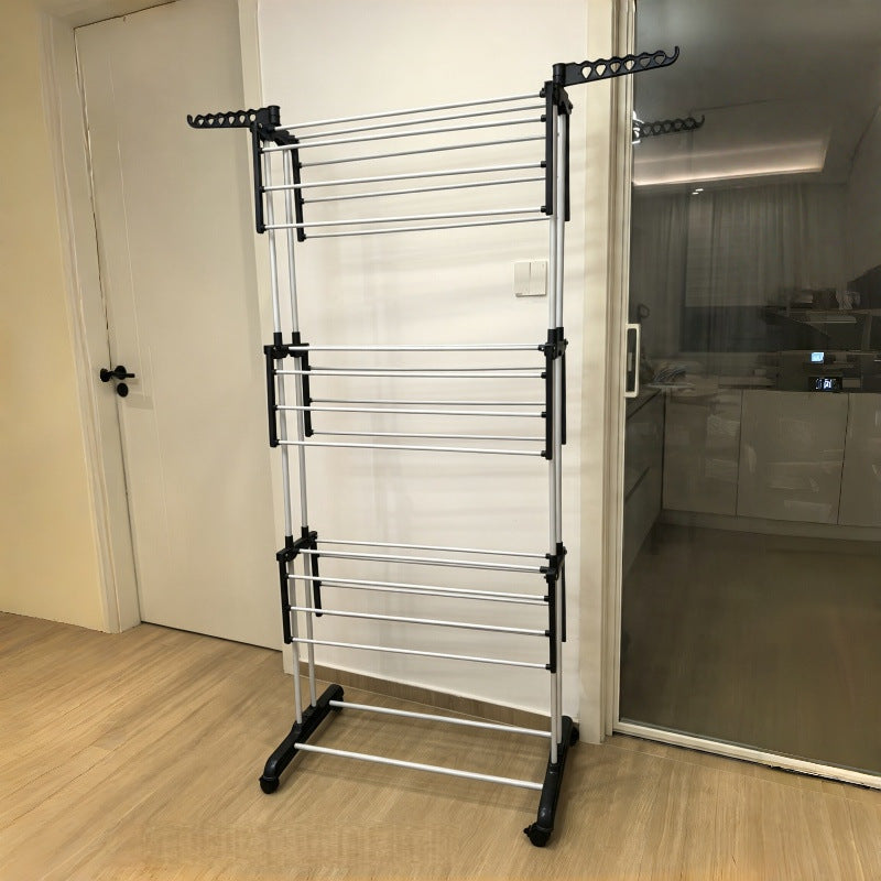 New Folding Laundry Drying Rack, Freestanding Cross-Border New Model Wing-Type Multi-Functional Storage Rack, Mobile Folding Multi-Layer Garment Hanger