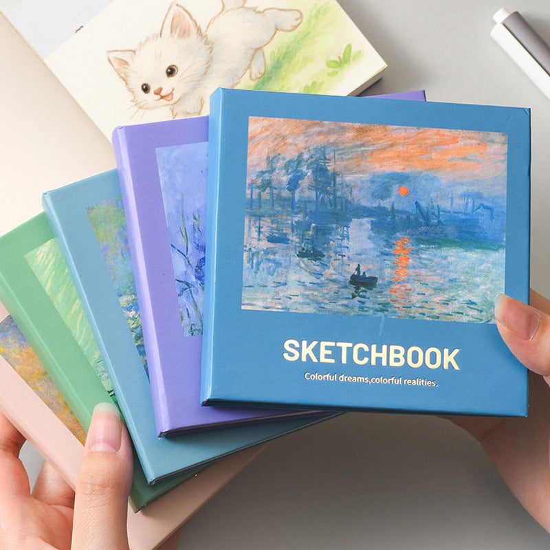 Mini Painting Book, Oil Painting Square Small Painting Book, Portable Blank Simple Drawing Book, Sketch Hand-Painted Drawing Book, Sketch Book